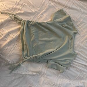 Hollister Green Asymmetrical Tie Front Blouse